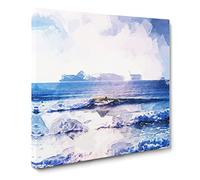 Surfing in Rhode Island Canvas Print | Gallery Wrapped 30mm Frame Wall Art | 20x20 inches | Ready to Hang | Modern Beach Picture | Living Room Bedroom Lounge Office