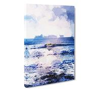 Surfing in Rhode Island Canvas Print | Gallery Wrapped 30mm Frame Wall Art | 30x20 inches | Ready to Hang | Modern Beach Picture | Living Room Bedroom Lounge Office