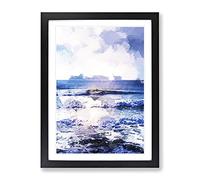 Surfing In Rhode Island In Abstract Modern Framed Wall Art Print, Ready to Hang Picture for Living Room Bedroom Home Office Décor, Black A3 (34 x 46 cm)