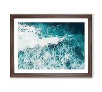 Surfing In The Gold Coast Australia Modern Art Framed Wall Art Print, Ready to Hang Picture for Living Room Bedroom Home Office Décor, Walnut A2 (64 x 46 cm)