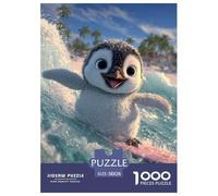 Surfing Little Penguin Jigsaw 1000 Pieces For Adults And Kids Jigsaw Puzzles Impossible Puzzle Educational Games Gifts 38x26cm/1000pcs
