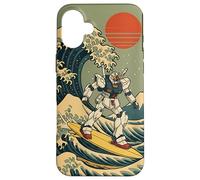 Surfing Mecha Japanese Wave Design Retro Ukiyo-e Artwork Case for iPhone 16 Plus