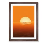 Surfing Minimalism Framed Wall Art Print A2 Walnut