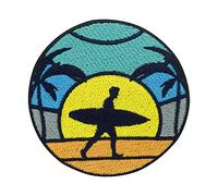 Surfing on The Beach Iron-On Patch | Sea Embroidery Patch, Palm Trees ironable Patch, Sun Iron on Patches, Surfers Patch, Summer Badges Finally Home