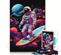 Surfing On The Space Jigsaw Puzzles for Teenagers 1000 Piece Raise Memory Leisure Time Clean Edge Lovely Present (38x26cm)