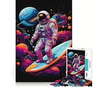 Surfing On The Space Jigsaw Puzzles for Teenagers 1000 Pieces Raise Memory Slow Enjoy Clean Edge (50x75cm)