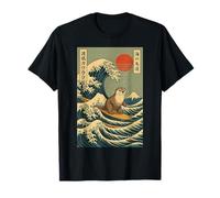 Surfing Otter Japanese Wave Design Retro Ukiyo-e Artwork T-Shirt