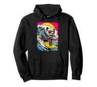 Surfing Panda riding Ocean Wave Surfer Animal Sunset Beach Pullover Hoodie