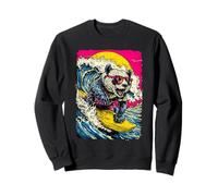 Surfing Panda riding Ocean Wave Surfer Animal Sunset Beach Sweatshirt