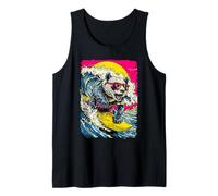 Surfing Panda Riding Ocean Wave Surfer Animal Sunset Beach Tank Top