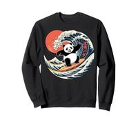 Surfing Panda Riding the Wave with Sunset Sweatshirt