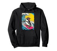Surfing Penguin riding Ocean Wave Surfer Animal Sunset Beach Pullover Hoodie