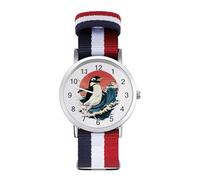 Surfing Penguins Custom Quartz Watches Arabic Numerals Wrist Watch with Adjustable Strap for Men Women