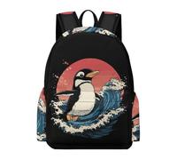 Surfing Penguins Cute Backpack Causal Daypack Lightweight Travel Laptop Bag for Men Women Funny Print