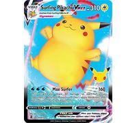 Surfing Pikachu VMAX 009/025 Ultra-Rare Pokemon Card (Celebrations 25th Anniversary) + 1x TitanCards® Toploader