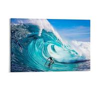 Surfing Poster Surfer On A Big Wave in The Ocean Jaws Beach Hawaii Hawaiian Waves Poster Decorative Painting Canvas Wall Posters And Art Picture Print Modern Family Bedroom Decor Posters 20x30inch(50x