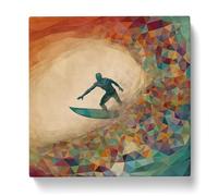 Surfing Precisionism Canvas Print | Gallery Wrapped 30mm Frame Wall Art | 20x20 inches | Ready to Hang | Modern Beach Picture | Living Room Bedroom Lounge Office