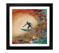 Surfing Precisionism Framed Wall Art Print 18x18 Inch Black