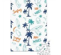 Surfing Print 1000 Pieces Precise Interlocking Fit Beach Decor Gift for Adults Frameable Puzzle Social Gathering Game Limited Edition 52x38cm/1000pcs