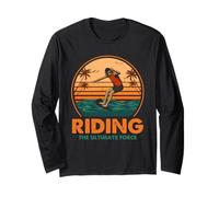 Surfing Riding the Ultimate Force Sunset Wave Ride Art Long Sleeve T-Shirt