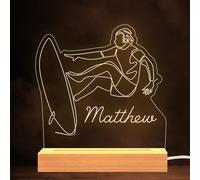 Surfing Sea Name Surf Board Waves Personalised Gift Warm White Lamp Night Light | Personalised Gift For Home, Lamp Room Décor | Kids & Adults Night Lights With Name | Personalised Gift For Bedroom |