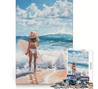 Surfing Seaside Joy 1000 Piece Jigsaws for Adults Puzzle Intellect Toy Relaxing Fun Quality Cut Fine Art Piece (38x52cm)