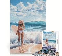 Surfing Seaside Joy Teenagers Puzzles 1000 Piece Jigsaws Boost Recall Relax Time Accurate Edge Amazing Present (38x26cm)