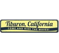 Surfing Sign, Personalized Beach Location Come Ride The Waves Sign206 for Indoor Outdoor Yard Street Signs 16x4 inches