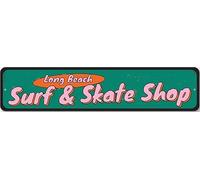 Surfing Sign, Skating Sign, Personalized Surf & Skate Shop Metal Decor Sign