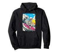 Surfing Skeleton Gothic Surfer riding Wave Sunset Summerween Pullover Hoodie