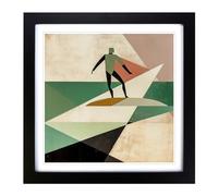 Surfing Suprematism Framed Wall Art Print 18x18 Inch Black