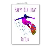 Surfing Surf Birthday Card Happy Birthday Watercolour Effect (envelope included)