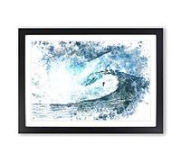 Surfing The Wave in Abstract Framed Print | A2 Black Framed Wall Art | Ready to Hang | Abstract Nautical Picture | Living Room Bedroom Lounge Office