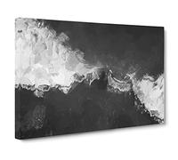 Surfing The Waves Canvas Print | Gallery Wrapped 30mm Frame Wall Art | 24x16 inches | Ready to Hang | Modern Seascape Picture | Living Room Bedroom Lounge Office