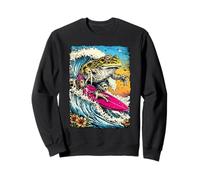Surfing Toad riding Ocean Wave Surfer Animal Sunset Beach Sweatshirt