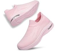 SURFING TREE Womens Slip on Walking Trainers Non Slip Running Shoes Breathable Sneakers Pink Trainers for Women Size 6.5