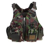 Surfing Vest with Breathable Mesh Back and Multi-Attachment Loops for Kayaking Boating Snorkeling Water Sports Use(Green camouflage,Without foam)
