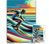 Surfing Wpap Pop Art 1000 Piece Adult Puzzles Interactive Educational Skill Game Great Meaningful Gift Idea Size 38x26cm