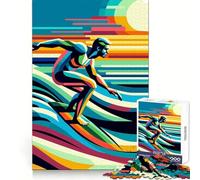 Surfing Wpap Pop Art 1000 Pieces Jigsaw Puzzles for Teenagers Cognitive Toy Gentle Leisure Pattern Assembly Fine Art Piece (38x52cm)