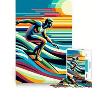 Surfing Wpap Pop Art 1000 Pieces Jigsaw Puzzles for Teenagers Cognitive Toy Gentle Leisure Pattern Assembly Fine Art Piece (38x52cm)