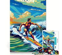 Surfing Wpap Pop Art Color 1000 Piece Jigsaw Puzzles for Adults Jigsaw Memory Lift Slow Enjoy Image Assembly Creative Gift (50x75cm)