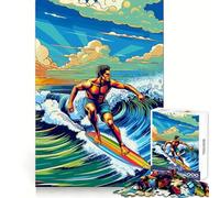 Surfing Wpap Pop Art Color 1000 Piece Jigsaw Puzzles for Adults Jigsaw Memory Lift Slow Enjoy Image Assembly Creative Gift (50x75cm)