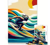 Surfing Wpap Pop Art Color 1000 Pieces Puzzles for Teenagers Brain Tease Toy Home Activity Premium Cut Santa Wish Item (38x52cm)