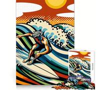 Surfing Wpap Pop Art Color Jigsaw Puzzles 1000 Pieces for Adults Think Smart Toy Indoor Play Accurate Cut Lovely Gift (38x26cm)