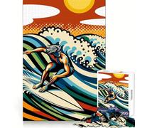 Surfing Wpap Pop Art Color Jigsaw Puzzles 1000 Pieces for Teenagers Strong Logic Toy Home Activity Clear Edge Cherished Gift (50x75cm)