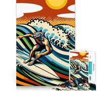 Surfing Wpap Pop Art Color Jigsaw Puzzles 1000 Pieces for Teenagers Strong Logic Toy Home Activity Clear Edge Cherished Gift (50x75cm)