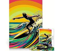 Surfing Wpap Pop Art Color Puzzles for Adults 1000 Pieces Brain Challenge Toy Calm Mind Clear Cut Art Collection Piece (50x75cm)