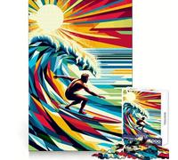 Surfing Wpap Pop Art Jigsaw Puzzles 1000 Piece for Adults Mental Logic Toy Peaceful Fun Firm Cut Cherished Gift (50x75cm)