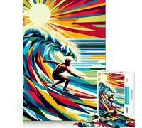 Surfing Wpap Pop Art Jigsaw Puzzles 1000 Piece for Adults Mental Logic Toy Peaceful Fun Firm Cut Cherished Gift (50x75cm)