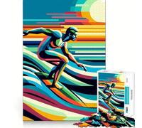 Surfing Wpap Pop Art Teenagers Puzzles 1000 Piece Jigsaws Boost Recall Relax Time Accurate Edge Amazing Present (50x75cm)